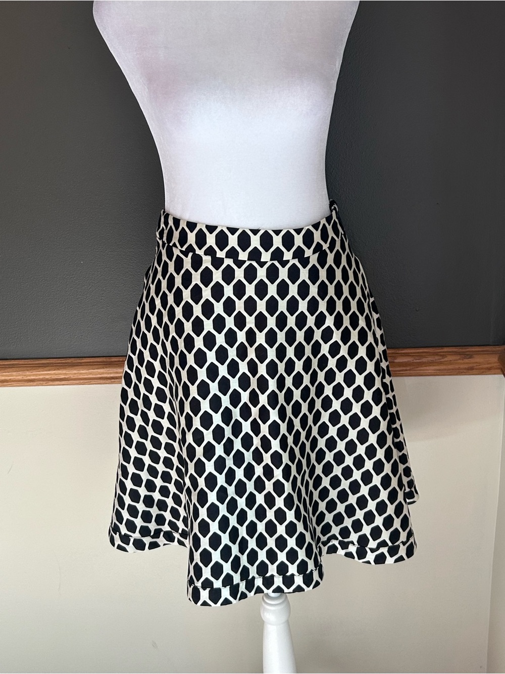 Diane von Furstenberg Monochrome Geometric Wool Silk Amelia Skirt Size 2